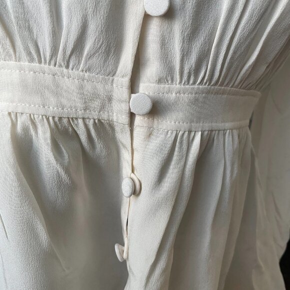 Cinq a Sept Tie-Neck Button-Up V-Neck Silk Peyton Blouse Long Sleeve Sz XS White - Picture 5 of 5